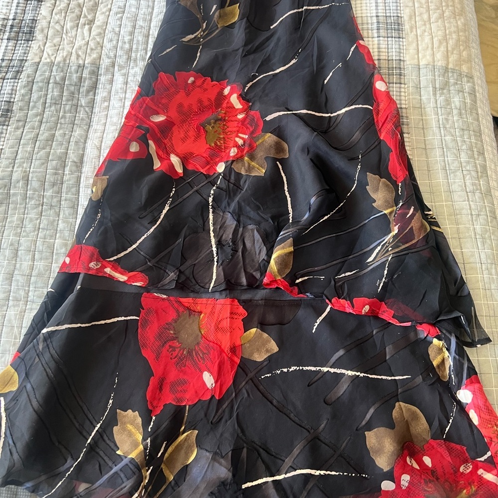 Vintage Floral Black and Red Women's Skirt S - Picture 6 of 10